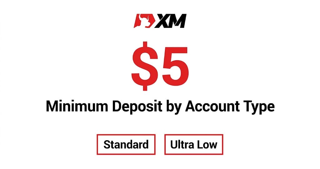 XM minimum deposit of $5 for Standard and Ultra Low accounts